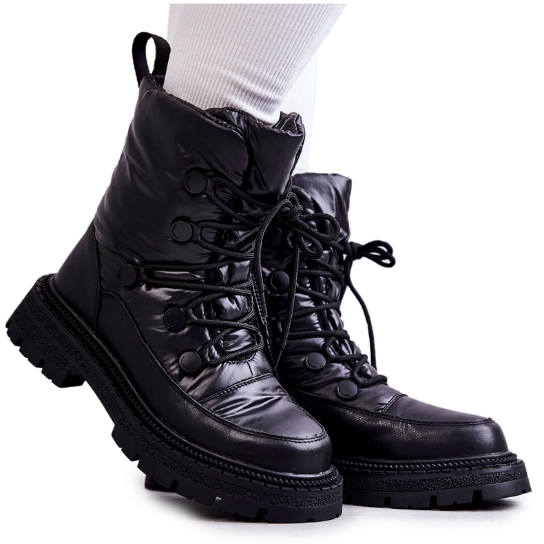 Botas de nieve con cordones para mujer GOE KK2N4017 Negro