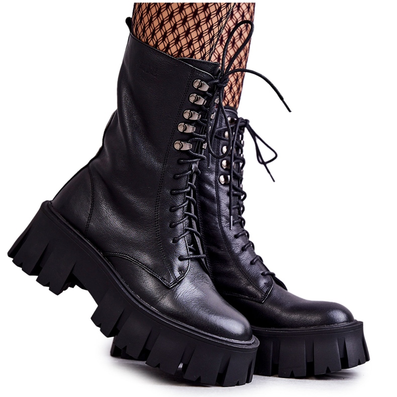 Botas cálidas de piel GOE KK2N4013 Negro