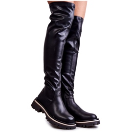 Botas de piel sobre la rodilla GOE KK2N4024 Negro