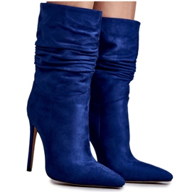 Botines Mujer Arrugados Azul Laguna