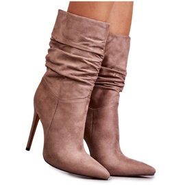 Botas Arrugadas Mujer Marrón Laguna Boots beige