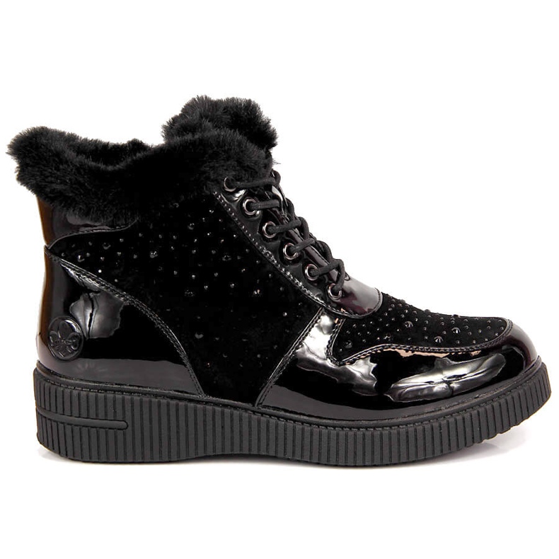 Botas de cuero con aislamiento de cuero negro Rieker 93312-00 en la plataforma