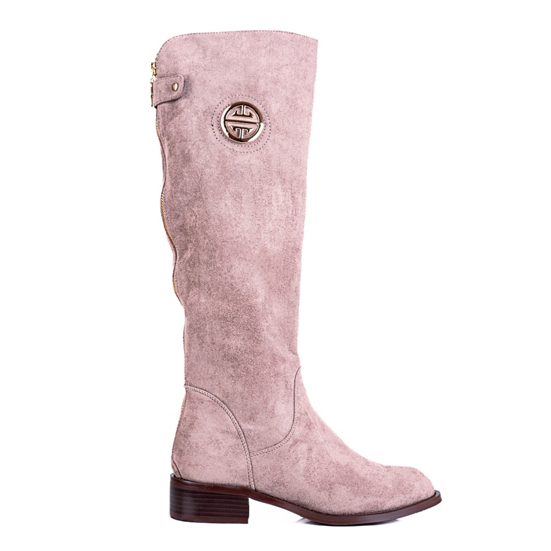Botas de mujer con deslizador Shelovet decorativo beige