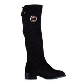 Botas negras para mujer con cremallera Shelovet decorativa negro