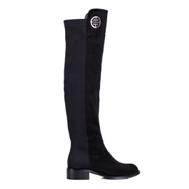 Botas altas Shelovet de mujer con tacón plano negro