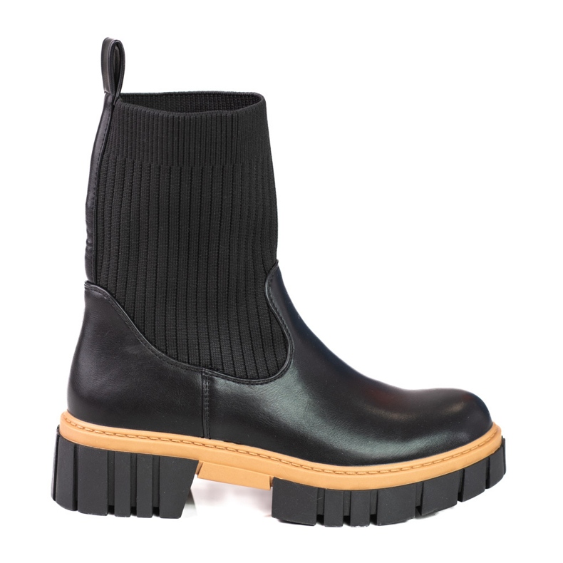 Botas de mujer Shelovet negras con parte superior flexible negro Botas de mujer Shelovet negras con parte superior flexible negro