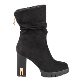 Botas de ante Shelovet para mujer en un poste alto negro