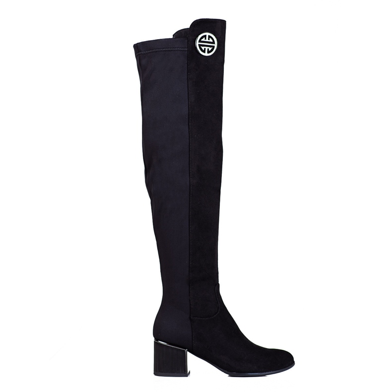 Botines de mujer negros Shelovet en un poste bajo Botines de mujer negros Shelovet en un poste bajo