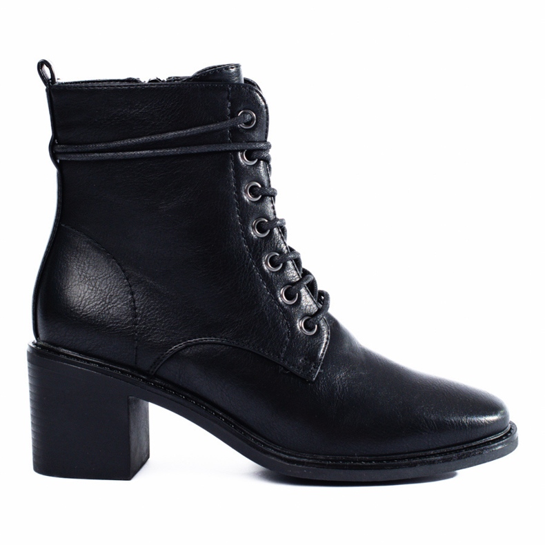 Botas negras Shelovet con cordones para mujer fabricadas en piel ecológica negro