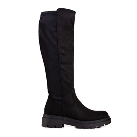 Botas de mujer Black Vinceza fabricadas en ante ecológico negro