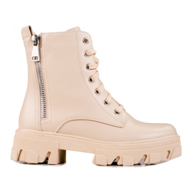 Botas de mujer Shelovet con cremallera decorativa, beige