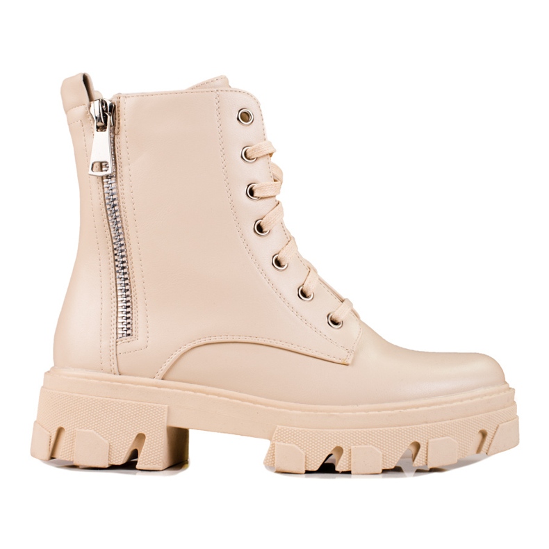 Botas de mujer Shelovet con cremallera decorativa, beige