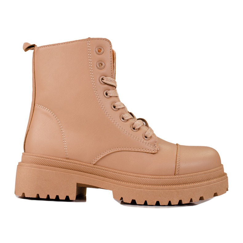 Shelovet botas beige con cordones para mujer Shelovet botas beige con cordones para mujer