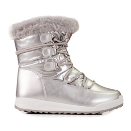 Botas de nieve para mujer en la plataforma plateada Shelovet.