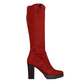 M.Daszyński Botas de mujer Daszyński sobre poste marrón rojo