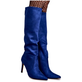 FS1 Botas Tacón Alto Carite Ante Azul