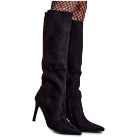 Botas Tacón Carite Ante Negro