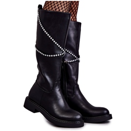 FS1 Botas Negras De Mujer Con Adornos Negro Finlay