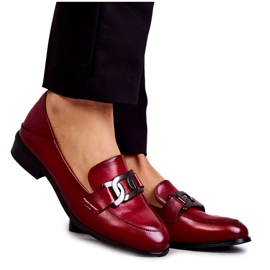 Vinceza Mocasines De Cuero De Moda Burdeos Trine rojo