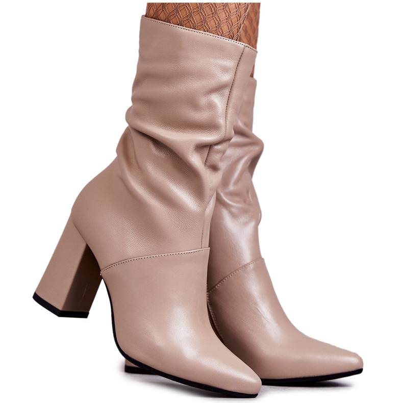 Botas De Piel Tacón Alto Laura Messi 2560 Beige marrón