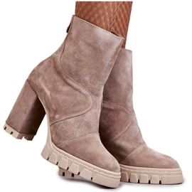 Botas Ante Tacón Alto Beige Elia