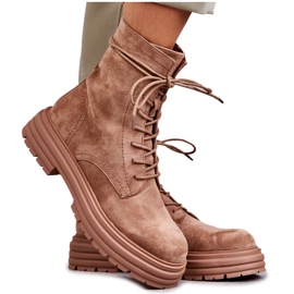 S.Barski Botas Mujer Ante Atadas Camel Afra marrón