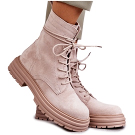 S.Barski Botas Mujer Ante Atadas Beige Afra