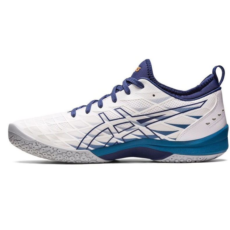 Zapatillas balonmano Asics Blast Ff 3 M 1071A076 100 blanco azul marino