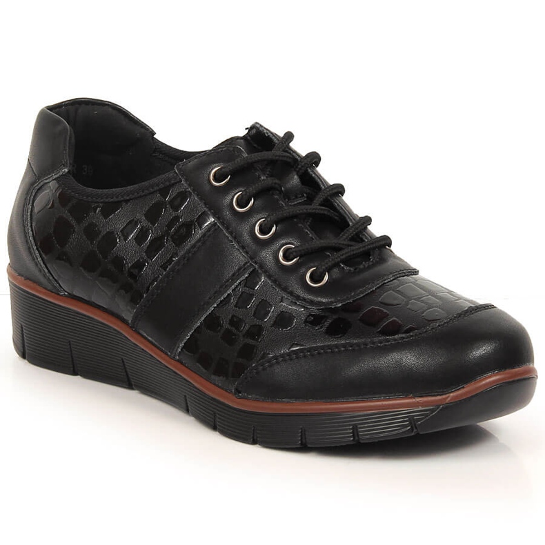 Zapatos de cordones en piel negra para mujer Filippo negro