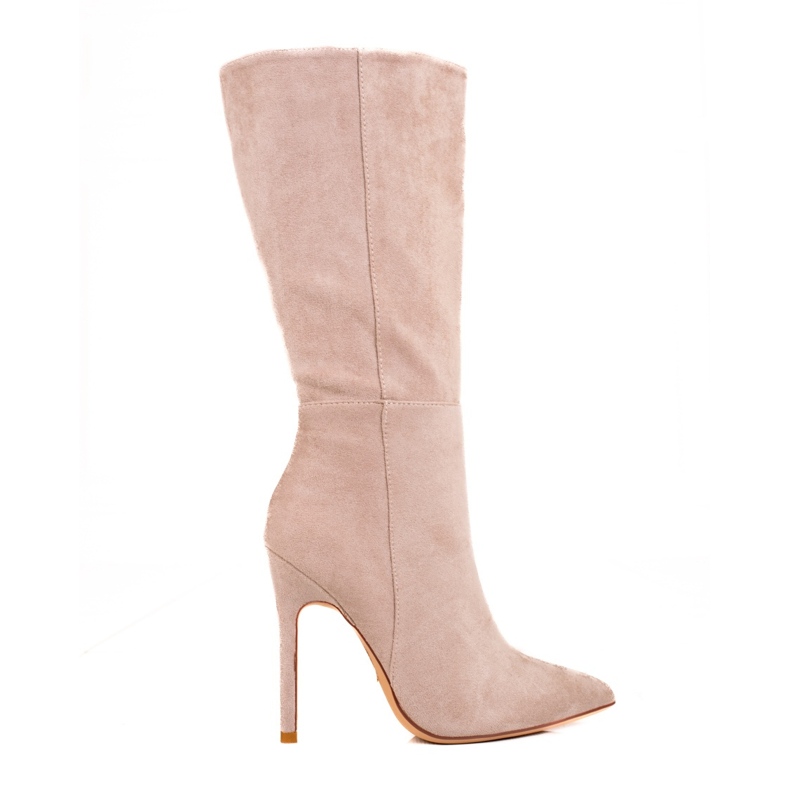 Botas de tacón mujer beige