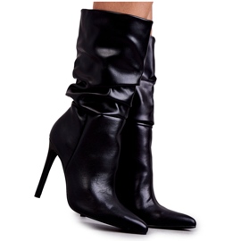 WS1 Botas Ecopiel Arrugada Tacón Alto Caren Negro