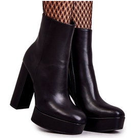 Botines de piel lisa, negro