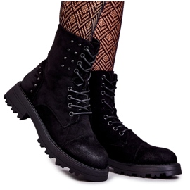 Botines Palmira Ante Negro Con Tachuelas