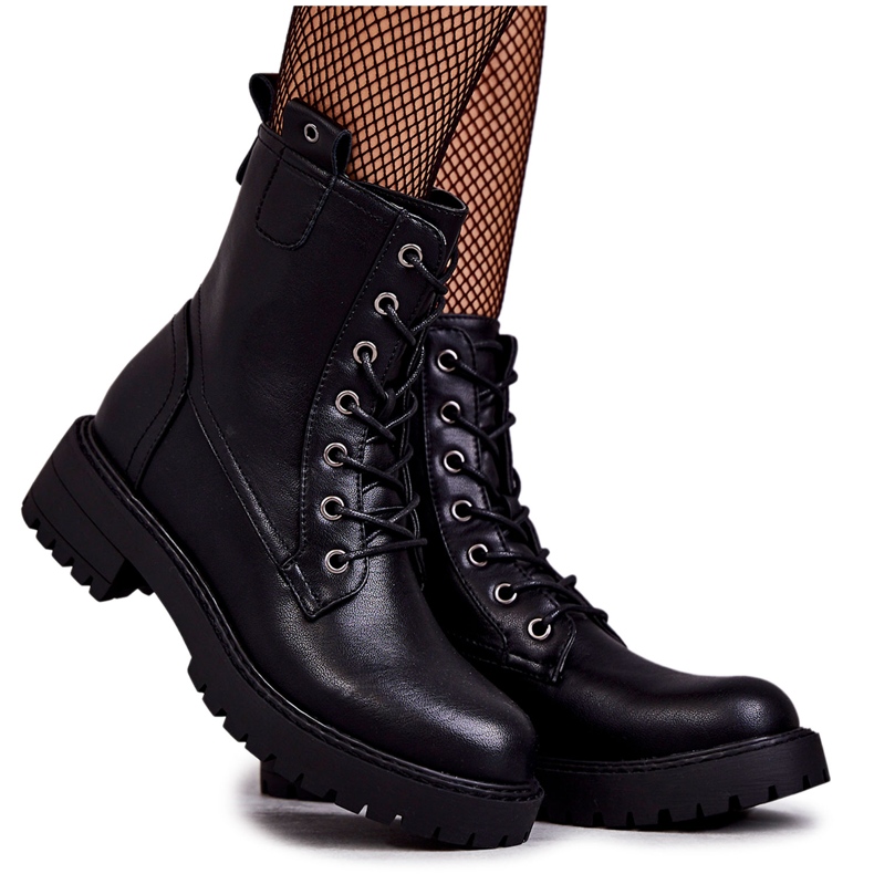 PJ1 Botas negras con cordones de cuero Ritta Warm negro