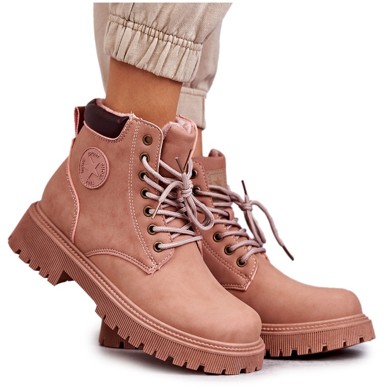 Botas Calientas Piel Rosa Felizia Trappers rosado