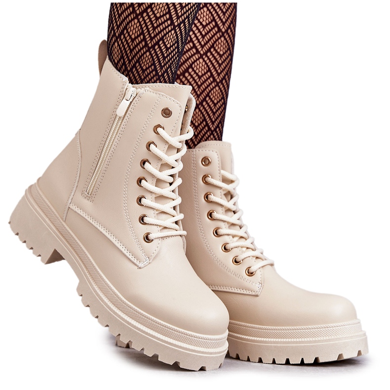 Botas Mujer Piel Abrigadas Beige Claro Dorchen