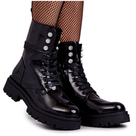 PE1 Botas Lacadas Mujer Workers Con Adornos Negro Gesine