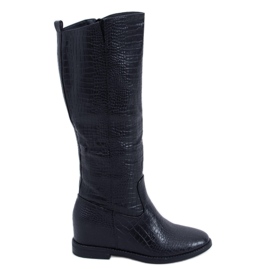 Botas sobre la cuña oculta Solange Black negro
