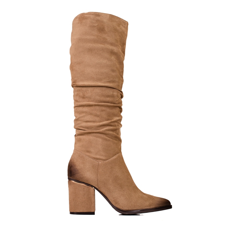W. Potocki Botas de gamuza para mujer en el puesto de Potocki con una parte superior con volantes marrón