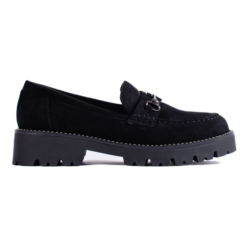 Mocasines de mujer en ante con suela gruesa Shelovet negro