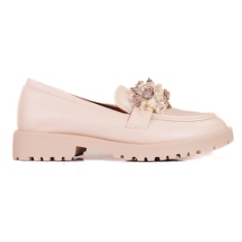 Mocasines de mujer Shelovet en ante con cristales beige