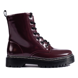 Vinceza Botas con cordones para mujer en la plataforma Shelovet granate. rojo
