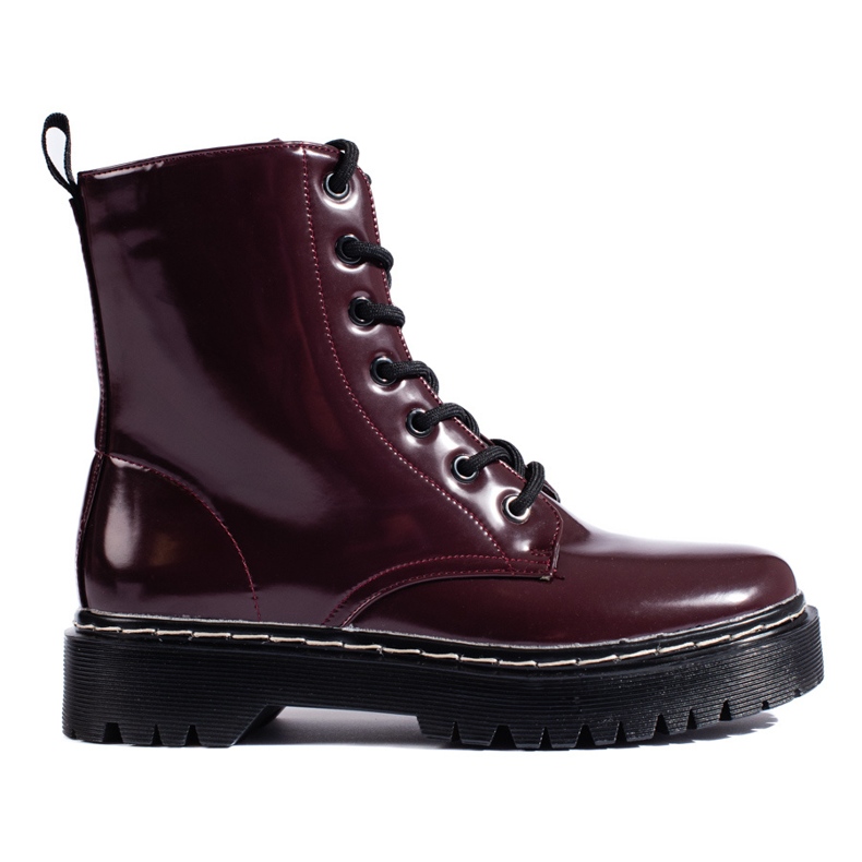 Vinceza Botas con cordones para mujer en la plataforma Shelovet granate. rojo