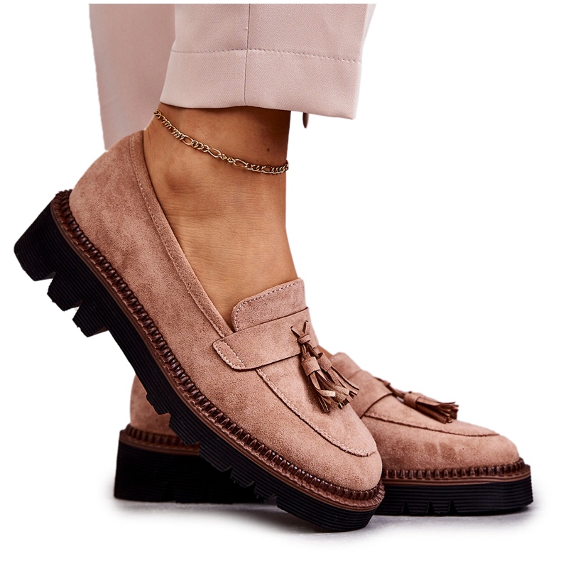 Vinceza Zapatos De Mujer En Gamuza Sobre Una Plataforma Beige Unni