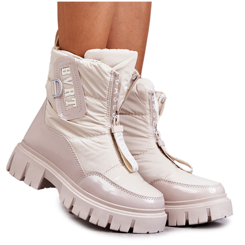 PM1 Botas De Nieve Cálidas De Mujer Con Cremallera Beige Marit
