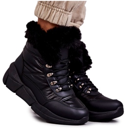 PE1 Botas De Nieve De Mujer Con Cordones Negro Anna