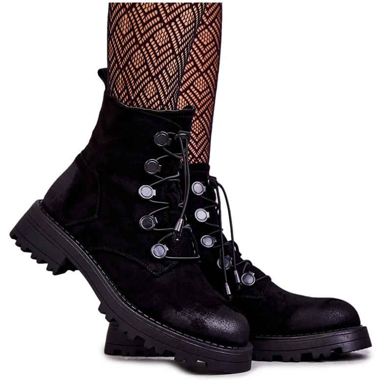 Botas Cálidas De Mujer De Ante Con Canalé Helia Negro