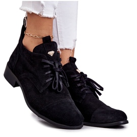 Botines Ante Botines Cordones Nicole 2781 Negro