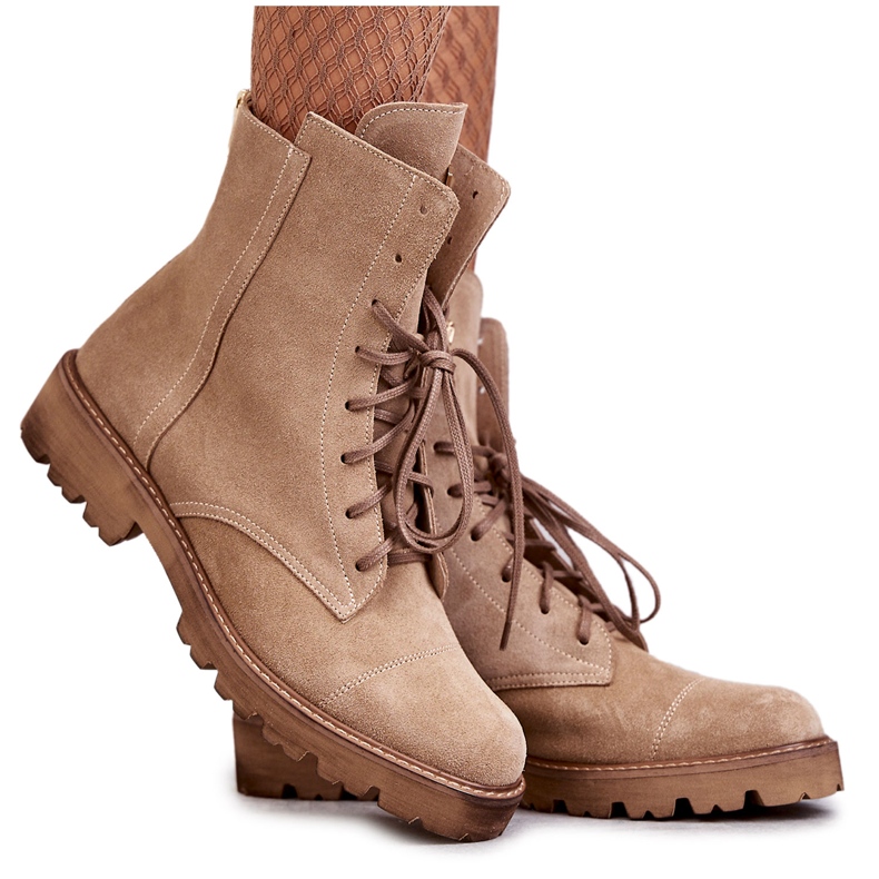 Botas de ante con cremallera Nicole 2754 Beige marrón