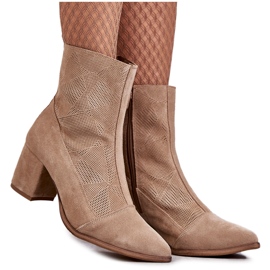Botas Mujer Ante Tacón Alto Nicole 2757 Beige